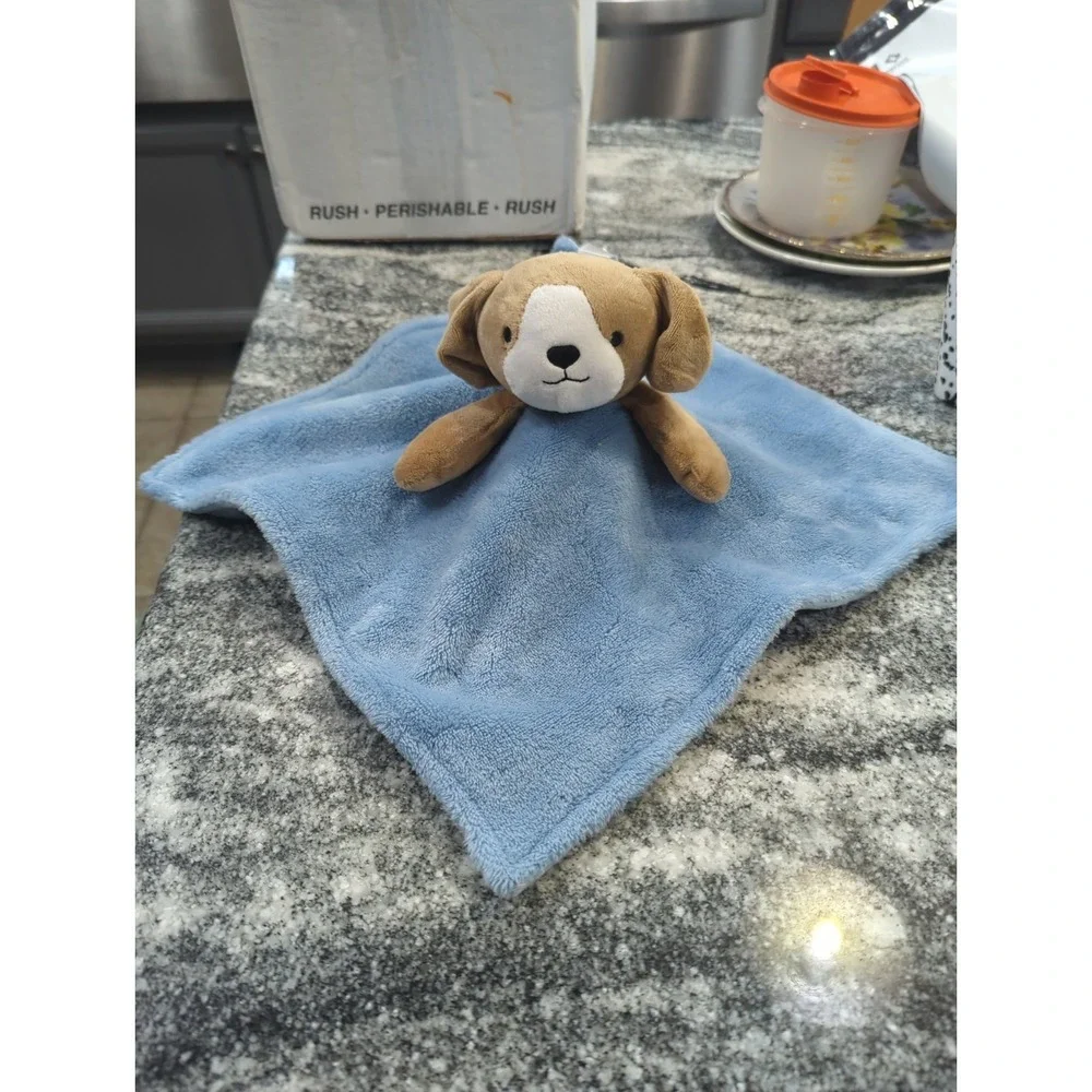 Carter's Blue Brown Puppy Dog Security Blanket Lovey 13.5